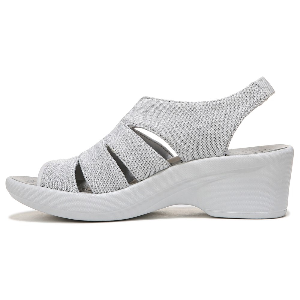 Bzees Finale Peep Toe Sandal - Silver Shimmer Fabric Bzees Finale Peep Toe Sandal - Silver Shimmer Fabric