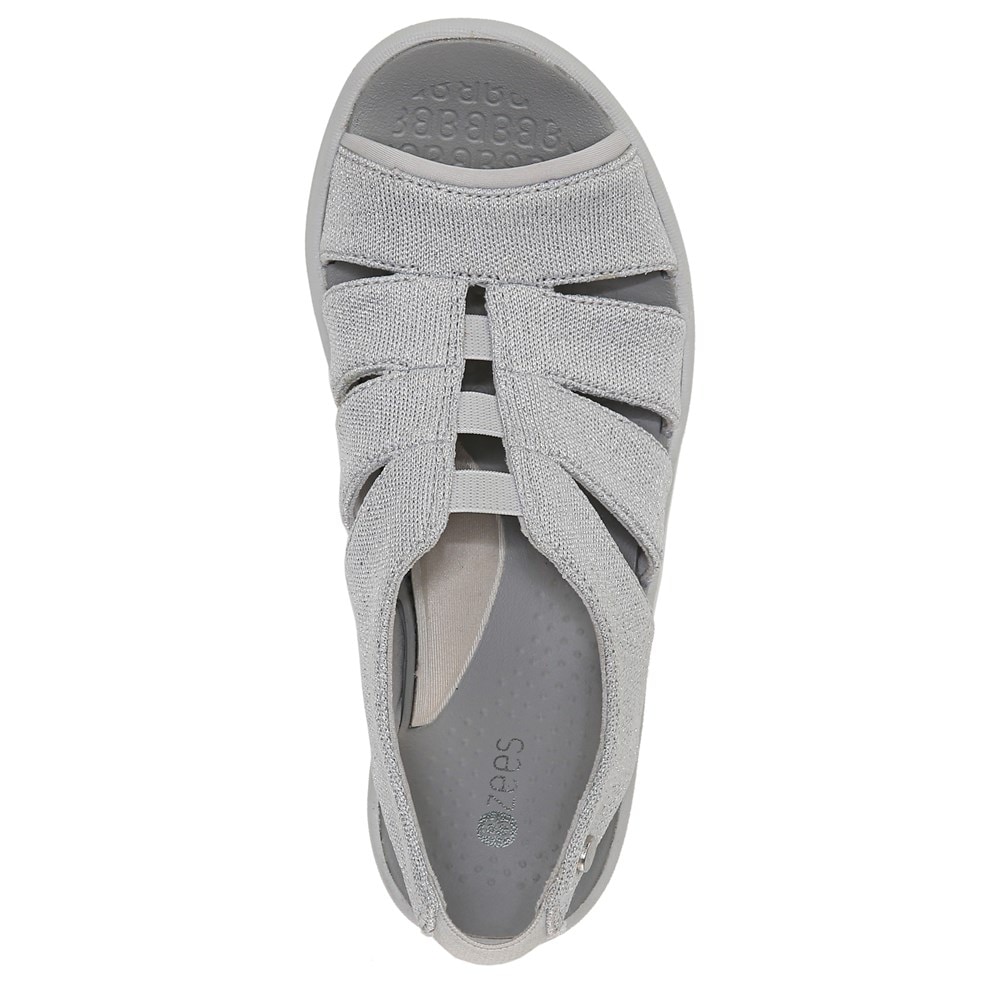Bzees Finale Peep Toe Sandal - Silver Shimmer Fabric Bzees Finale Peep Toe Sandal - Silver Shimmer Fabric