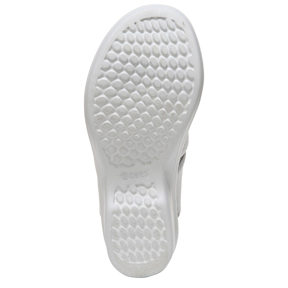 Bzees Finale Peep Toe Sandal - Silver Shimmer Fabric Bzees Finale Peep Toe Sandal - Silver Shimmer Fabric