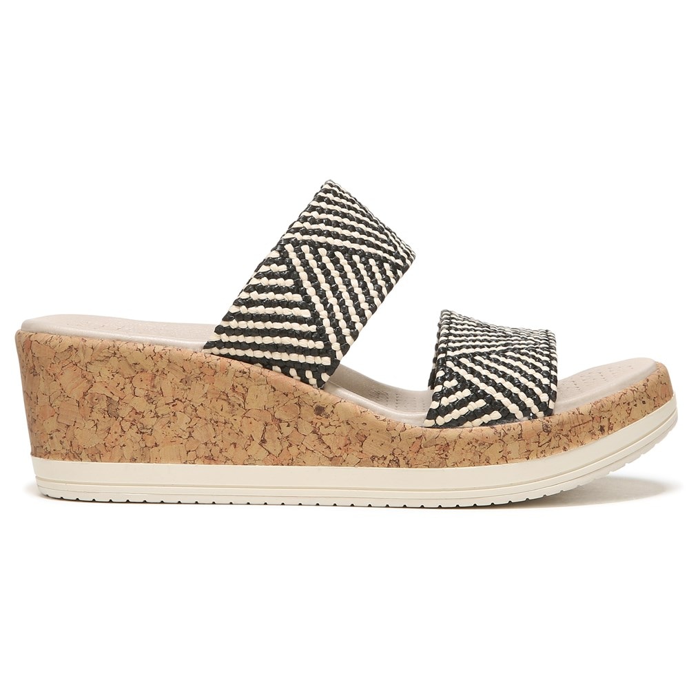 Bzees Resort Wedge Sandal - Black Multi Raffia Fabric Bzees Resort Wedge Sandal - Black Multi Raffia Fabric