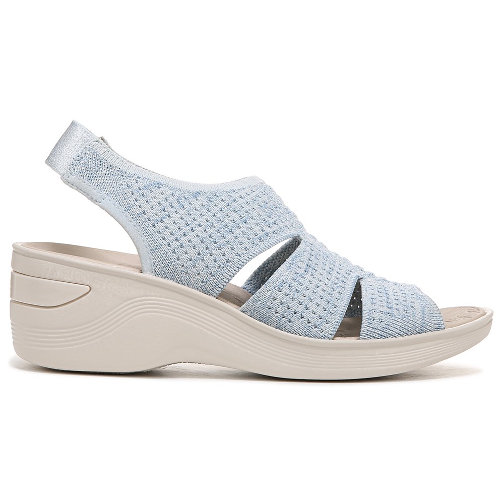Bzees Double Up Slingback Wedge Sandal - Sky Blue Knit Bzees Double Up Slingback Wedge Sandal - Sky Blue Knit