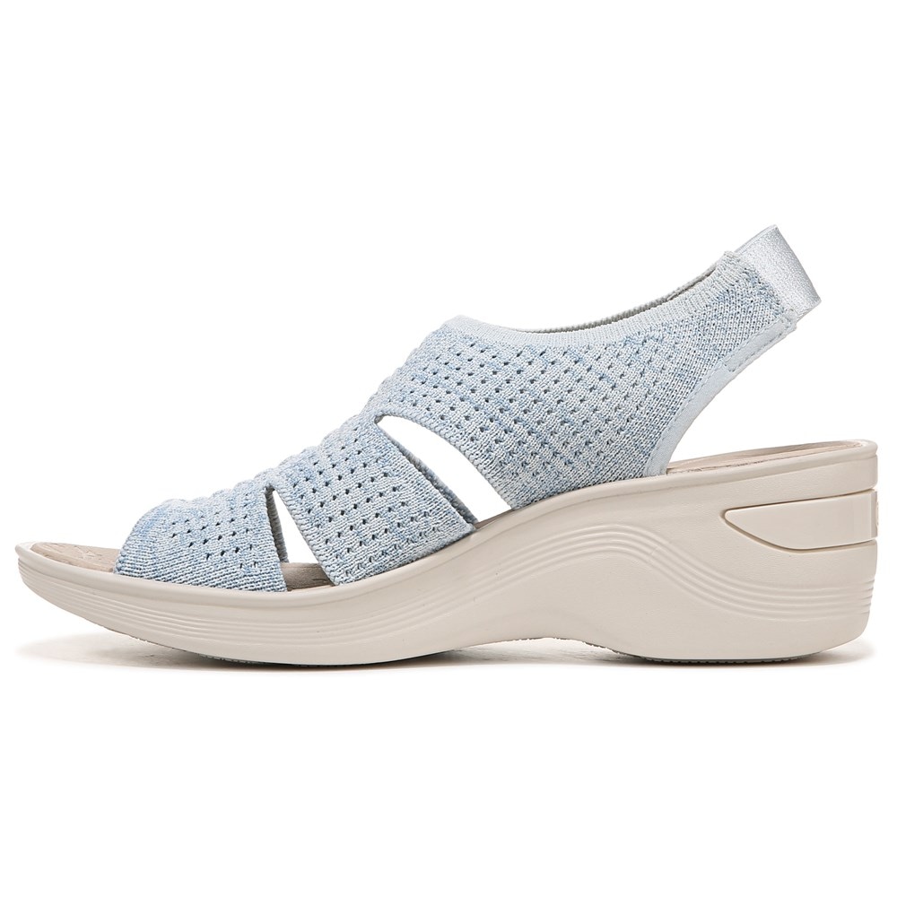 Bzees Double Up Slingback Wedge Sandal - Sky Blue Knit Bzees Double Up Slingback Wedge Sandal - Sky Blue Knit
