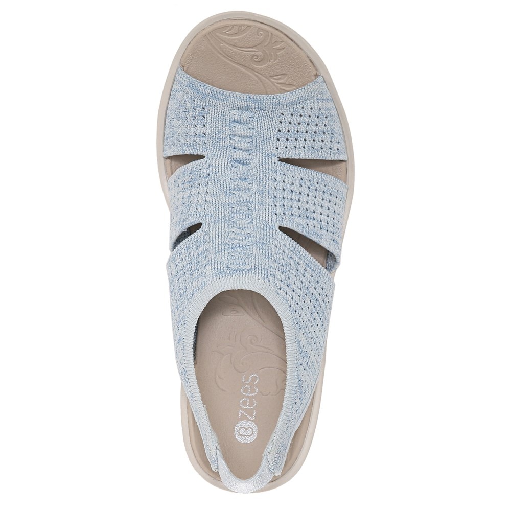Bzees Double Up Slingback Wedge Sandal - Sky Blue Knit Bzees Double Up Slingback Wedge Sandal - Sky Blue Knit