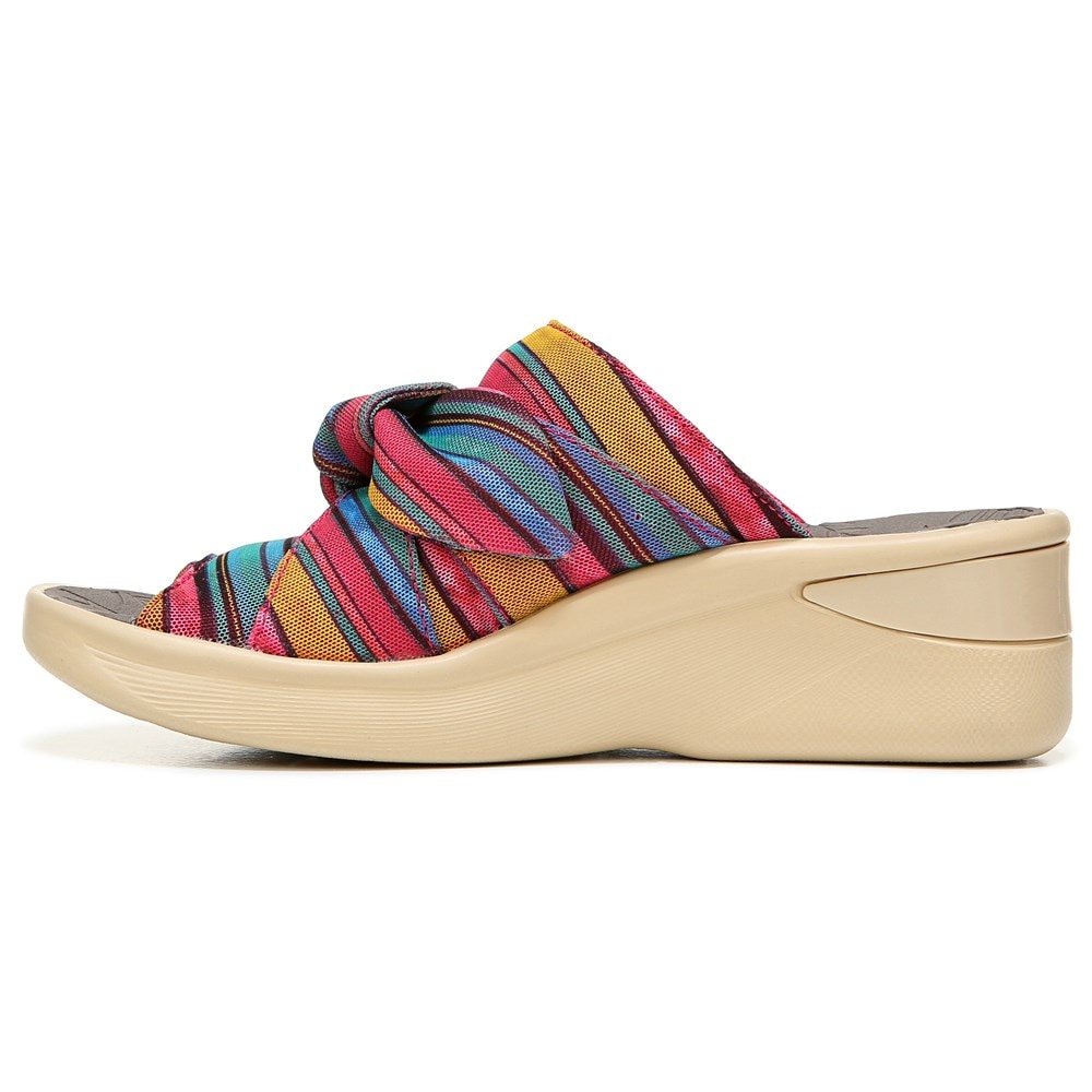 Bzees Smile Wedge Sandal - Raspberry Stripe Fabric