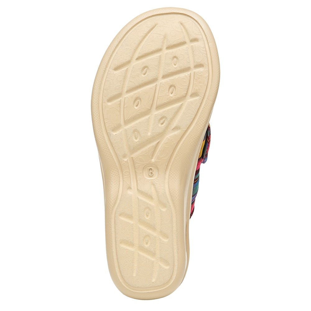 Bzees Smile Wedge Sandal - Raspberry Stripe Fabric