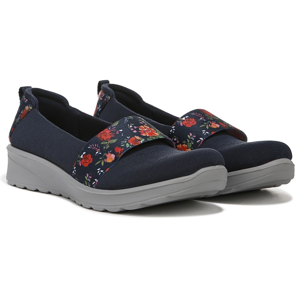 Bzees Gracie Slip On Loafer - Navy Floral Fabric