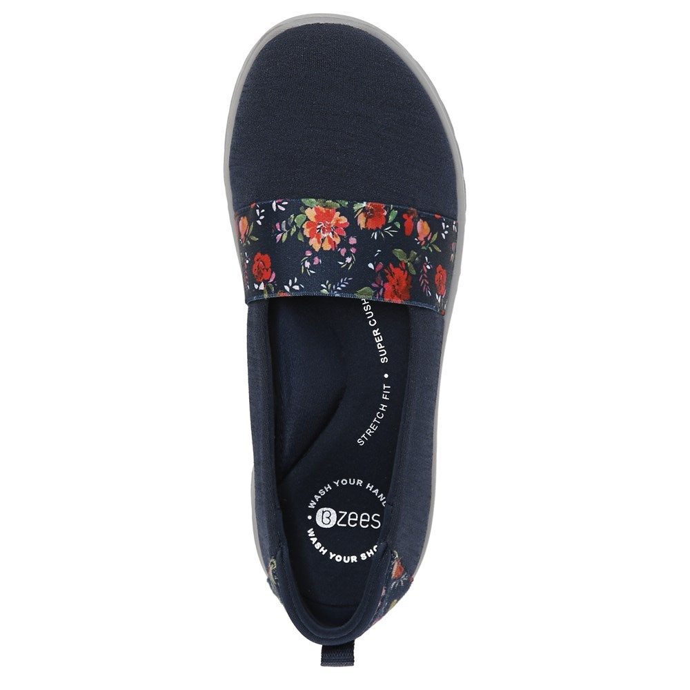 Bzees Gracie Slip On Loafer - Navy Floral Fabric Bzees Gracie Slip On Loafer - Navy Floral Fabric